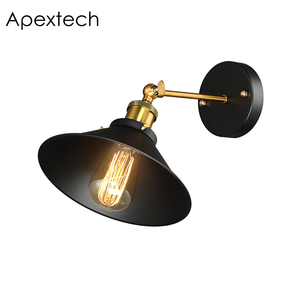 

Apextech Retro Vintage Style E27 Wall Lamp Adjustable Metal Coffee House Hotel Bedside Wall Light Top Mounted Pendant Light