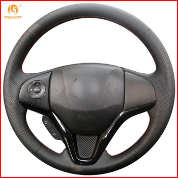 

MEWANT Black Artificial Leather Car Steering Wheel Cover for Honda New Fit City Jazz 2014 2015 HRV HR-V 2016 Vezel 2015-2017