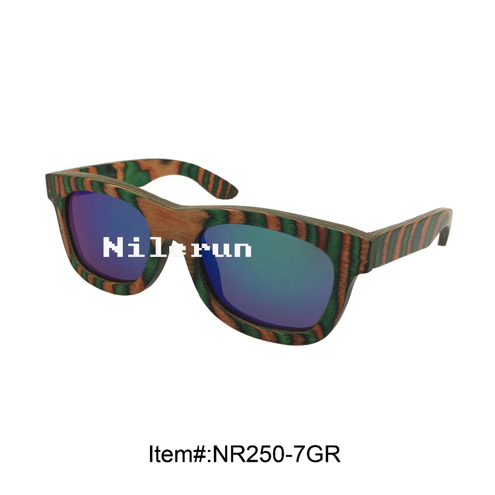 

fashion blue polarized lens colorful candy wood sunglasses