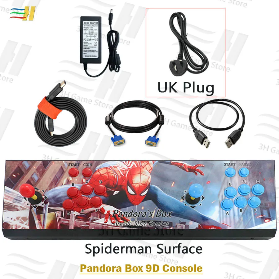PB9d spiderman UK Pandora Box 9d 2500 В 1 аркадная игровая консоль поддержка 3P 4P usb подключение геймпада Поддержка 3d tekken 1 2 3 Mortal Kombat 1 2 3 4 - Цвет: PB9d spiderman UK