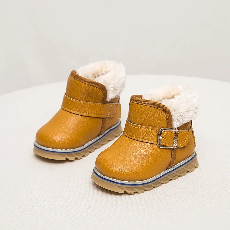 Сапоги и ботинки для девочек Детская обувь Детские товары из искусственной кожи для мальчиков и девочек модные ботинки с ремешком и пряжкой на плоской подошве горячая Новая зимняя обувь