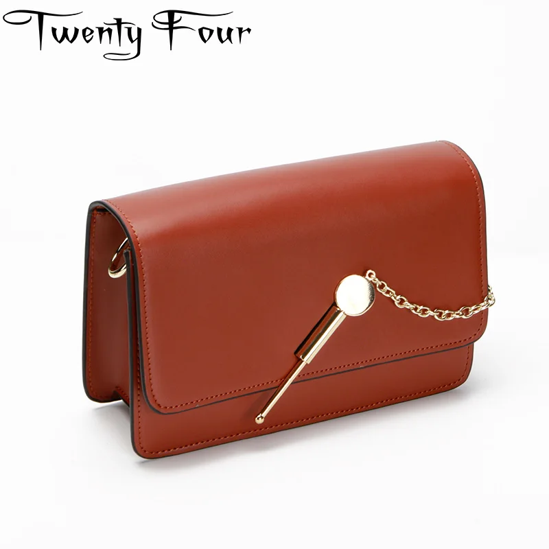 

Twenty-four Luxury Women Leather Handbag Designer Women Clutch Bags Hard Solid Leather Messenger Bag Golden Chain Lock Lady Bags