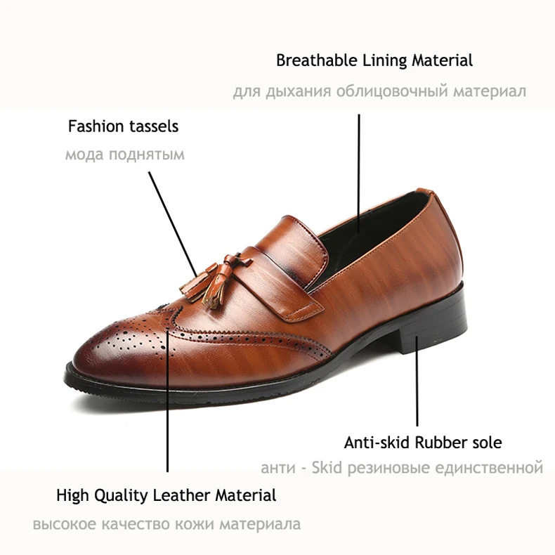 Mens Casual Shoes' Moccasins Men Shoes Formal Brown Slip-on Men Loafer Shoes High Quality Cow Leather Wedding Dress Shoe Size 48 (11)