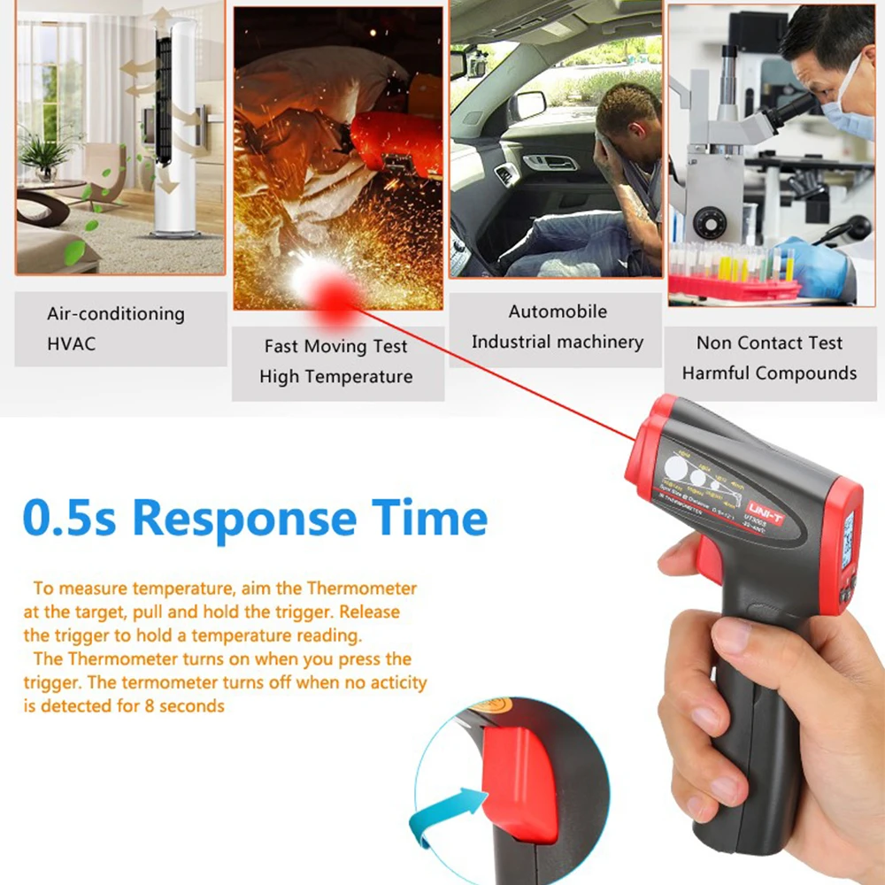 UNI-T UT300A UT300C UT300S Infrared Thermometer Non-contact Electronic Thermometer Industrial Food Thermometers LCD Display