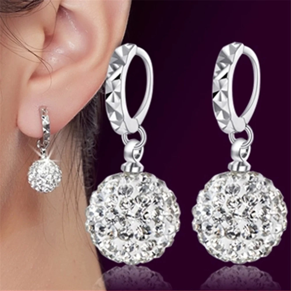 Pendientes De Plata Chapada Con Circonitas - Para Mujer, Diseño Colgante, Sin Níquel, Para Regalo
