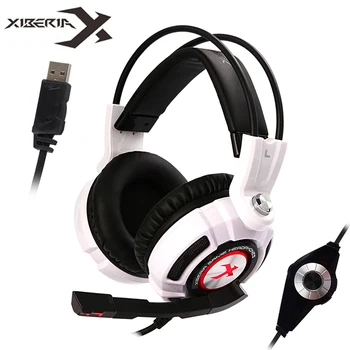 

XIBERIA PC Gaming Headset Virtual 7.1 Surround Sound Stereo Bass Game Headset with Mic/LED Lights for Computer Gamer