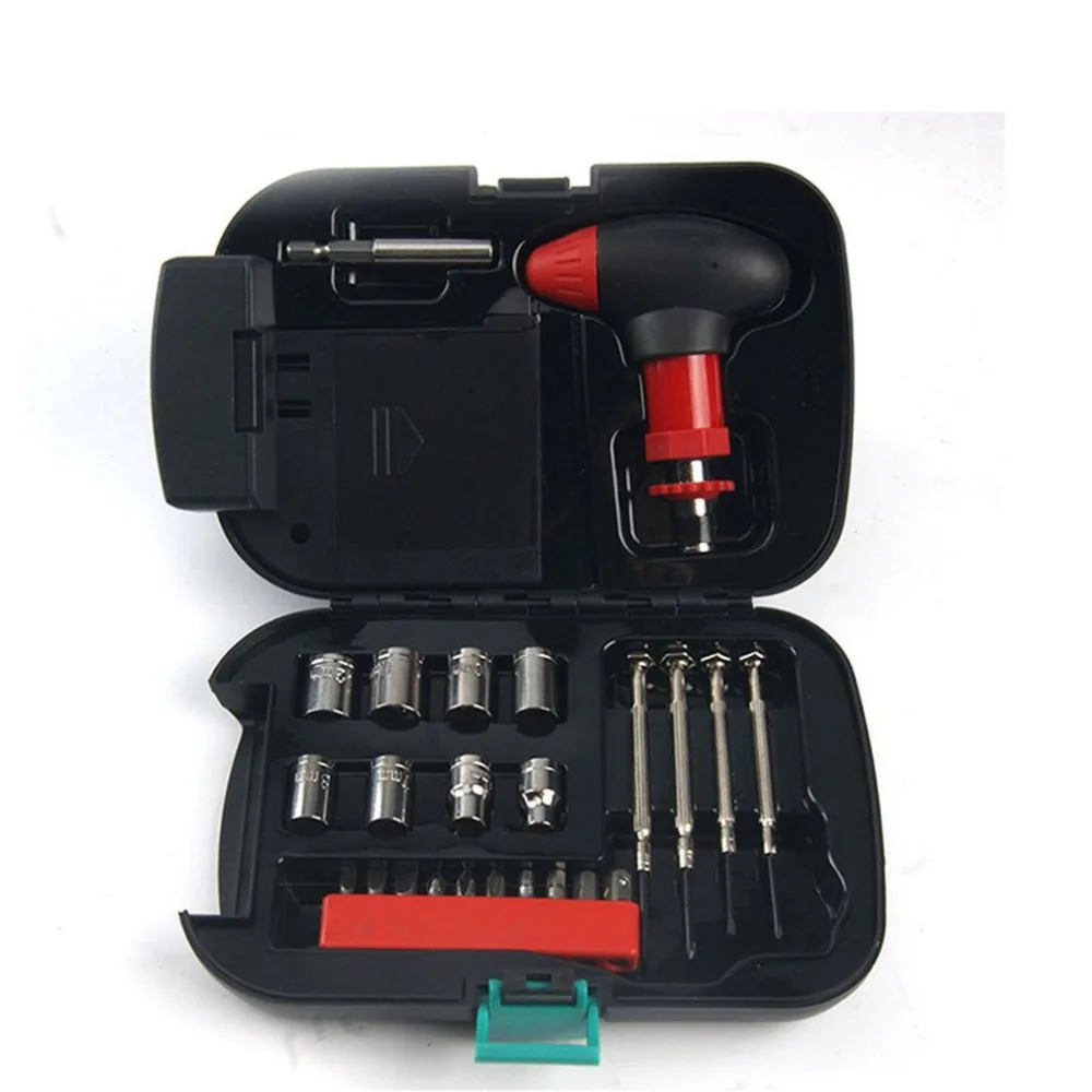 

New Arrival 24PCS Multi-function Auto Car Repair Tool Socket Ratchet Wrench Screwdriver With Light Emergency Tool Box