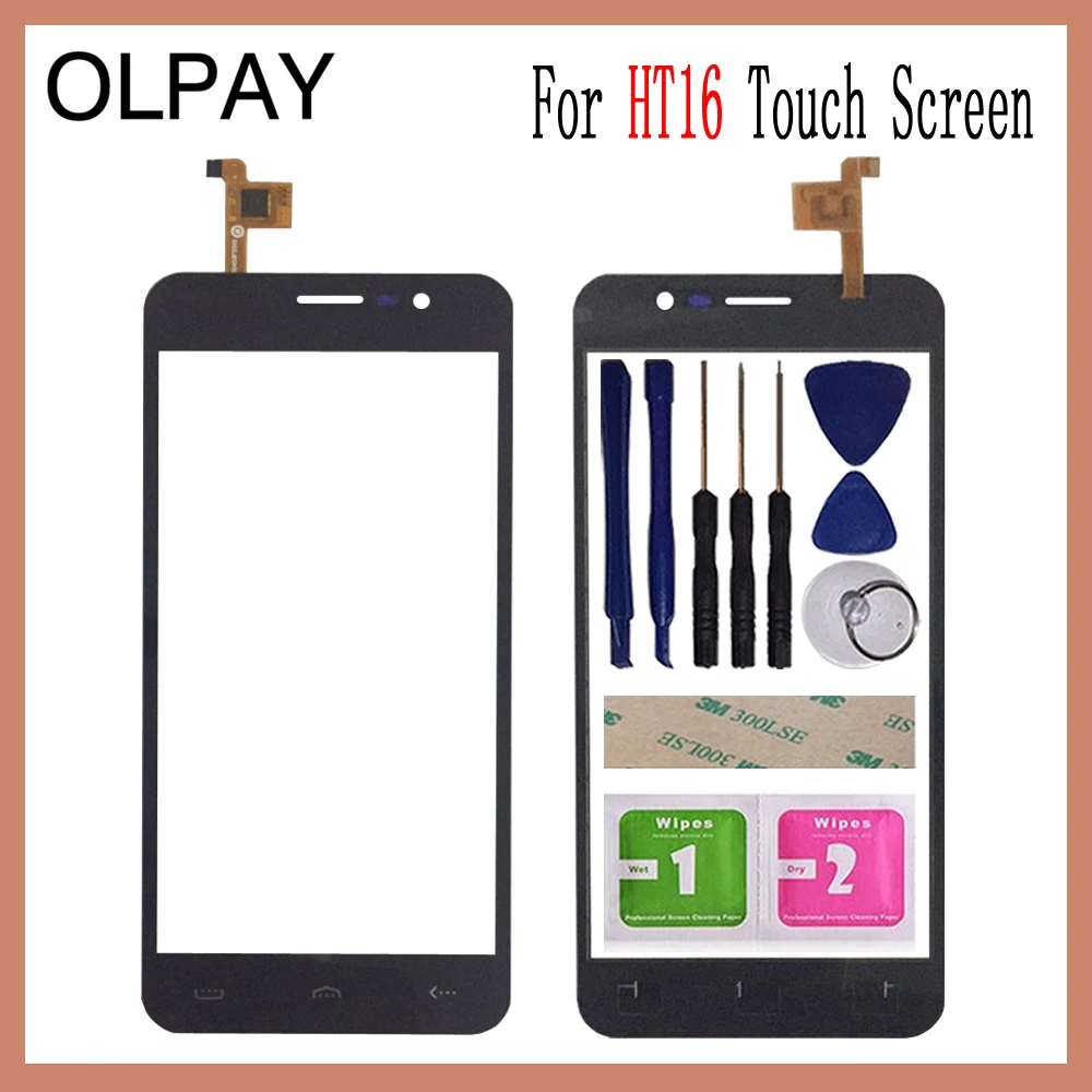 

OLPAY 5.0'' Mobile Phone Touch Panel For Homtom HT16 HT 16 Touch Screen Glass Digitizer Panel Lens Sensor Tools Adhesive+Wipes