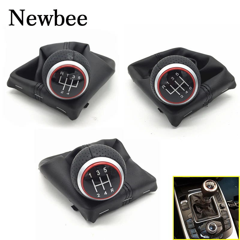 Silver KIMISS 6 Speed Shift Knob Car Manual Gear Stick Shifter Head for Audi A4 S4 B8 8K A5 8T Q5 8R S Line 2007-2015