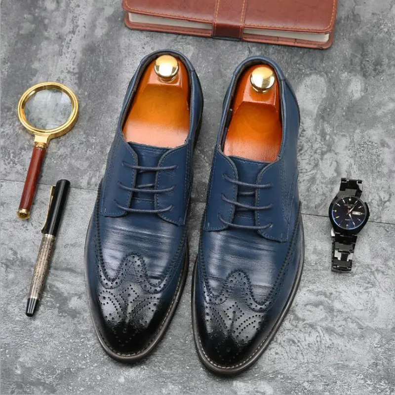 Роскошные Брендовые мужские туфли-оксфорды; обувь с перфорацией типа «броги» для свадебной вечеринки; Мужские модельные туфли; деловая обувь из натуральной кожи; большие размеры LE-31