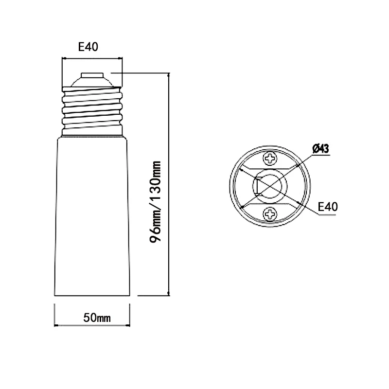 96 мм/130 мм E40 для E40 Lengthenable светодиодный светильник гнезда цоколя винт расширенный держатель лампы конвертер 3A 220 V белый PBT переходник