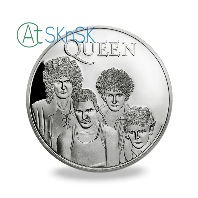 10 шт./партия,, известная группа-королева Посеребренная музыкальная монета, медальон с музыкальными звездами, суперзвезда, соединенные монеты Королевства