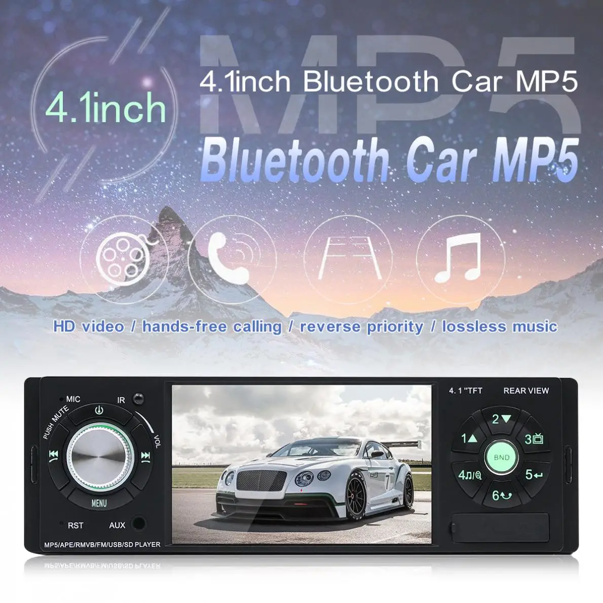 

4.1 Inch 12V 1 Din HD Car Stereo Radio Player Bluetooth MP3 MP5 Auto Multimedia Player Support USB TF AUX with Remote Control