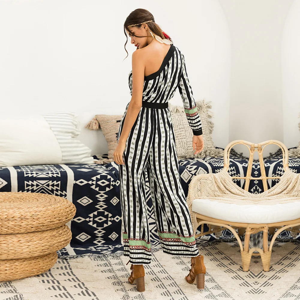 2019 Fall sexy lady striped jumpsuit high waist jumpsuit fashion casual loose jumpsuit 2019 Fall sexy lady striped jumpsuit high waist jumpsuit fashion casual loose jumpsuit