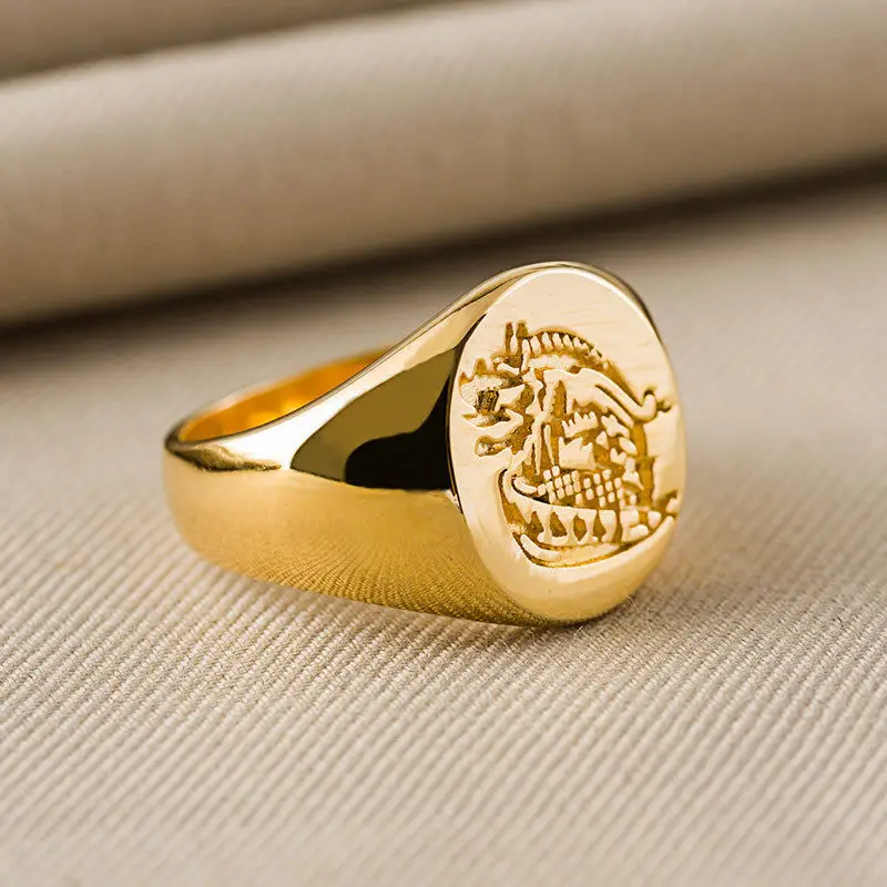 

Kingsman: The Secret Service Ring- Brass Movie Cos Gift Signet Kingsman Ring Titanium Cosplay Prop Drop Ship