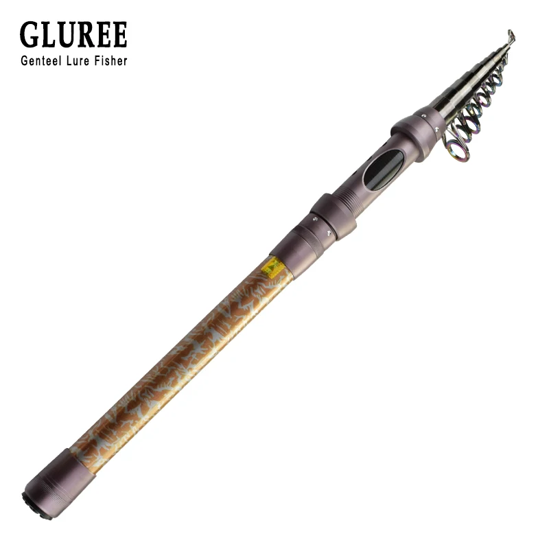 

GLUREE 99% Carbon Portable Telescopic Fishing Rod Spinning Fishing Tackle 1.8/ 2.1/ 2.4/ 2.7/3.0/3.3/ 3.6M Super Hard Sea Rod