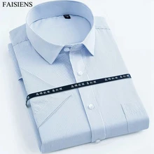 FAISIENS бизнес повседневное Slim Fit полосатый для мужчин рубашка 5XL 6XL короткий рукав синий фиолетовый сплошной Большие размеры 11XL 12XL 14XL