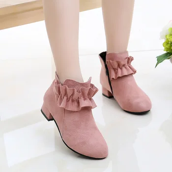 

Children's shoes 2019 autumn and winter new girls high-heeled princess single boots baby plus velvet booties