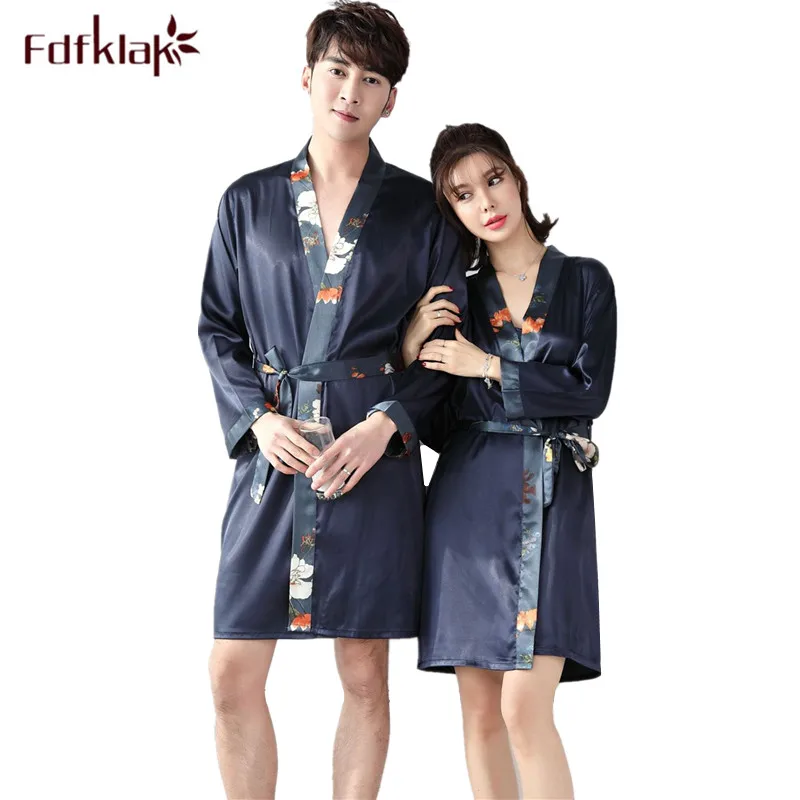 Fdfklak Couple silk satin robe sexy print bridesmaid robes spring