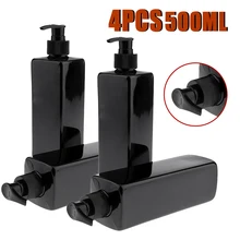 4 шт 500 мл многоразовые Пустые бутылки для косметический лосьон бутылки с насосом контейнер для шампуня диспенсер черный