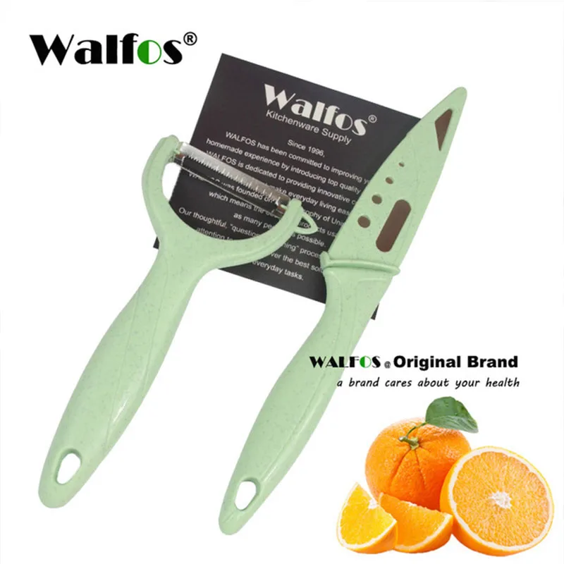 Kitновее нож из нержавеющей стали+ Овощечистка кухонный нож набор Овощечистка Ножи - Цвет: WALFOS  Green