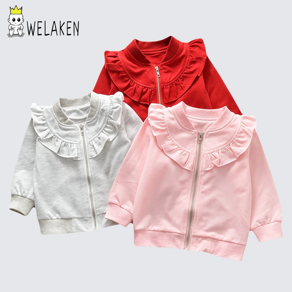 

weLaken 2019 Spring Toddler Children Clothing Long Sleeve Solid Ruffles Design Coats Girls Jackets Kids Outerwear Clothes