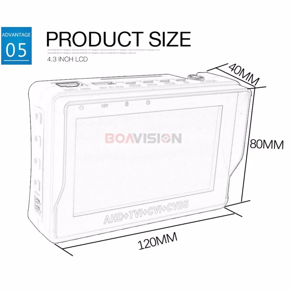 Новинка 4,3 дюймов 5MP 4MP AHD CCTV Тест er аналоговый CVBS AHD TVI CVI камера тест er монитор UPT PTZ аудио тест DC12V Выход