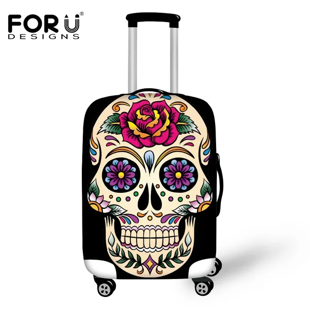 forudesigns luggage cover 3d vintage sugar skull roses travel accessories for 18 30