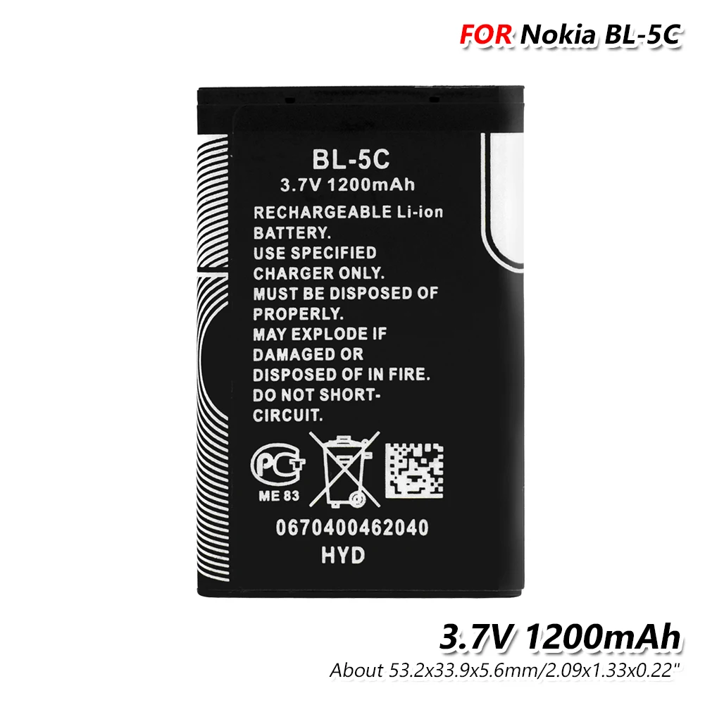 3,7 V 1200mAh Li-Po BL 5C BL-5C Батарея для Nokia 2280 2300 2600 2610 3100 3105 3120 3125 3230 3555 3600 3610 - Цвет: Nokia