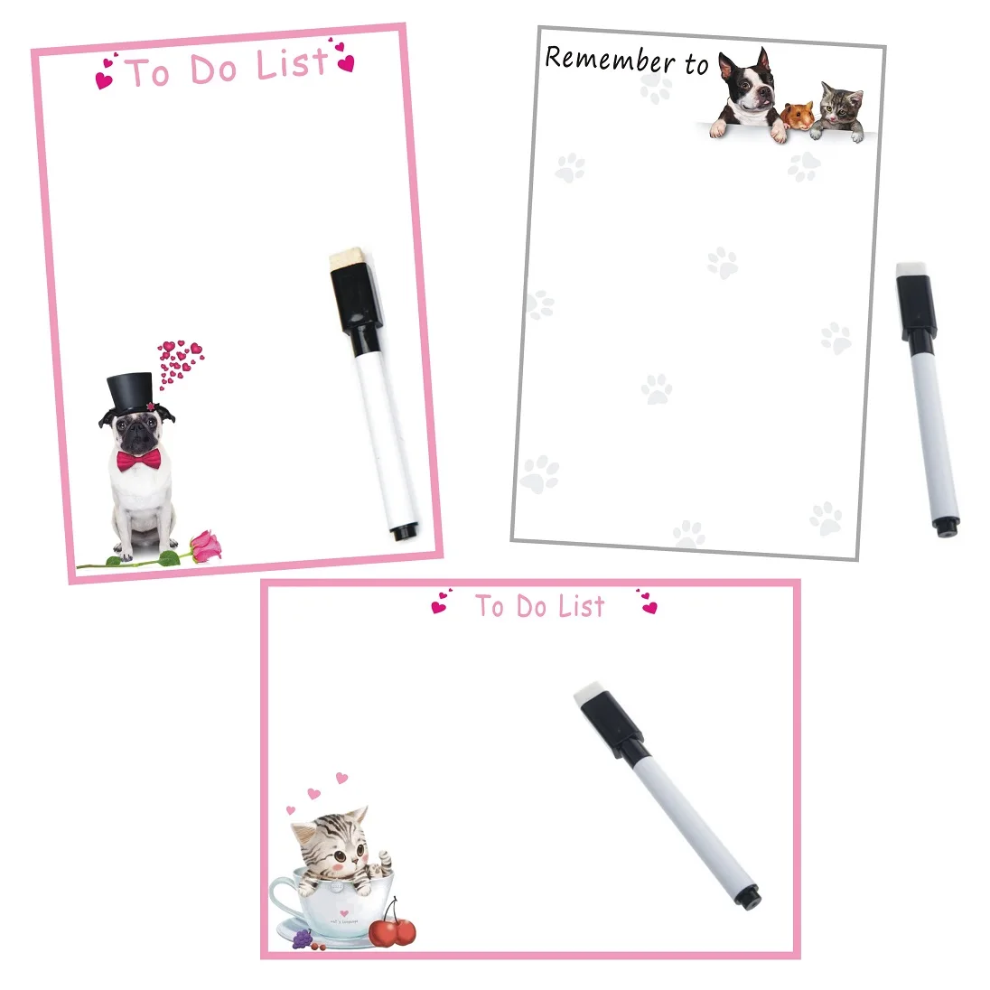 

Dry wipe Magnetic Whiteboard Remind Message Board Memo Pad Fridge Magnets Sticker Cartoon Dog Cat Sheet Planner Writing Note