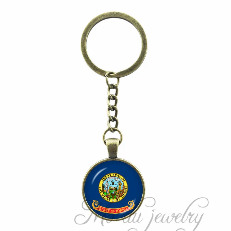 

The State of Idaho Pendant Flag of ID Key Chains Idaho State Flag Key Chain Ring Glass Cabochon Keychain Christmas Gift