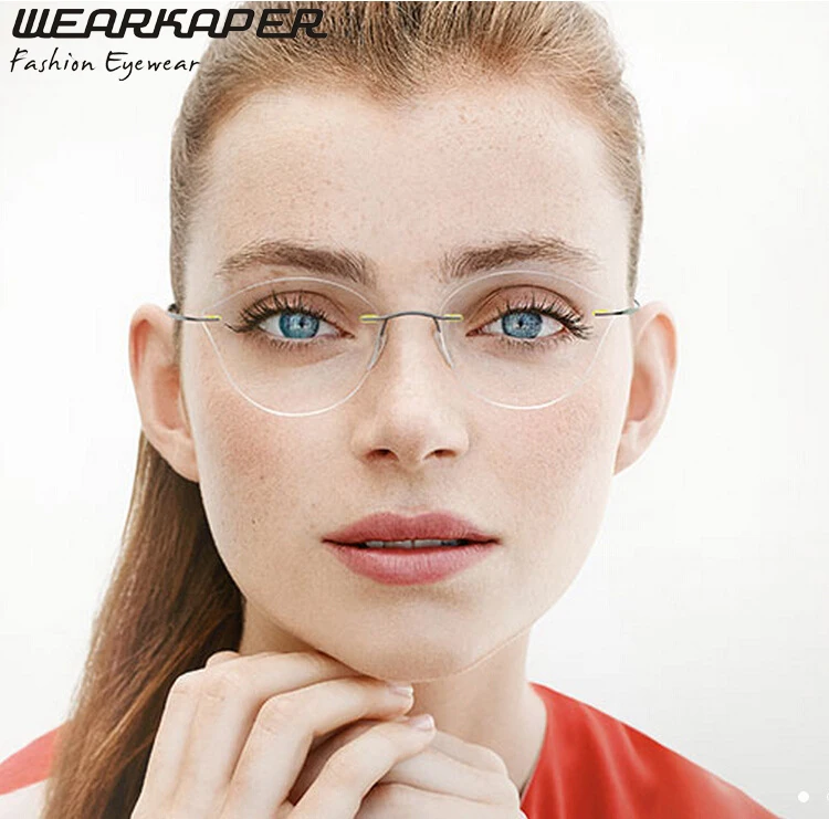 WEARKAPER Brand 2017 Fashion Cateye font b Rimless b font font b Eyeglasses b font Frames