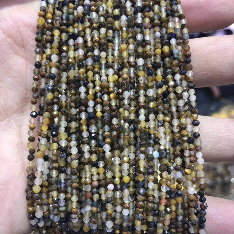 

Natural Pietersite Beads,2mm,3mm,4mm Faceted Round Spacer beads ,Gem stone faceted seed beads,Tiny Beads,15.5"/string