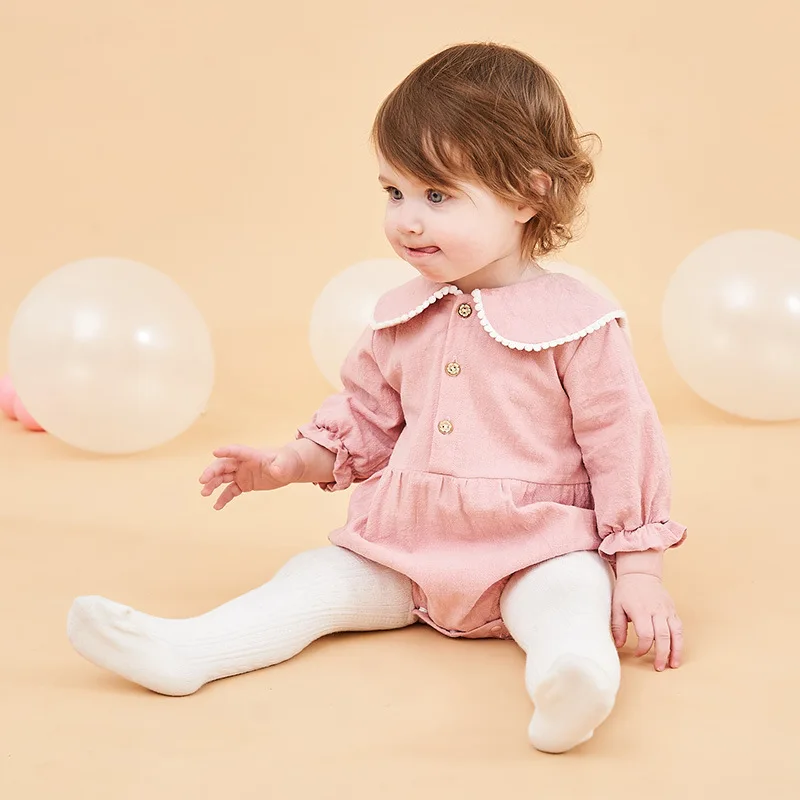 Детские девочка Onesies модная одежда для маленьких девочек с длинным рукавом Хлопок Ползунки CHD10089