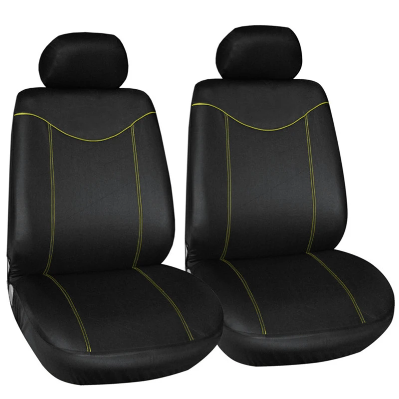 2pcs Front Seat Cover Universal For Cars Simple Protective Seats Car-covers Black Automotive Interior Decoration - Название цвета: 2 Front Black Yellow