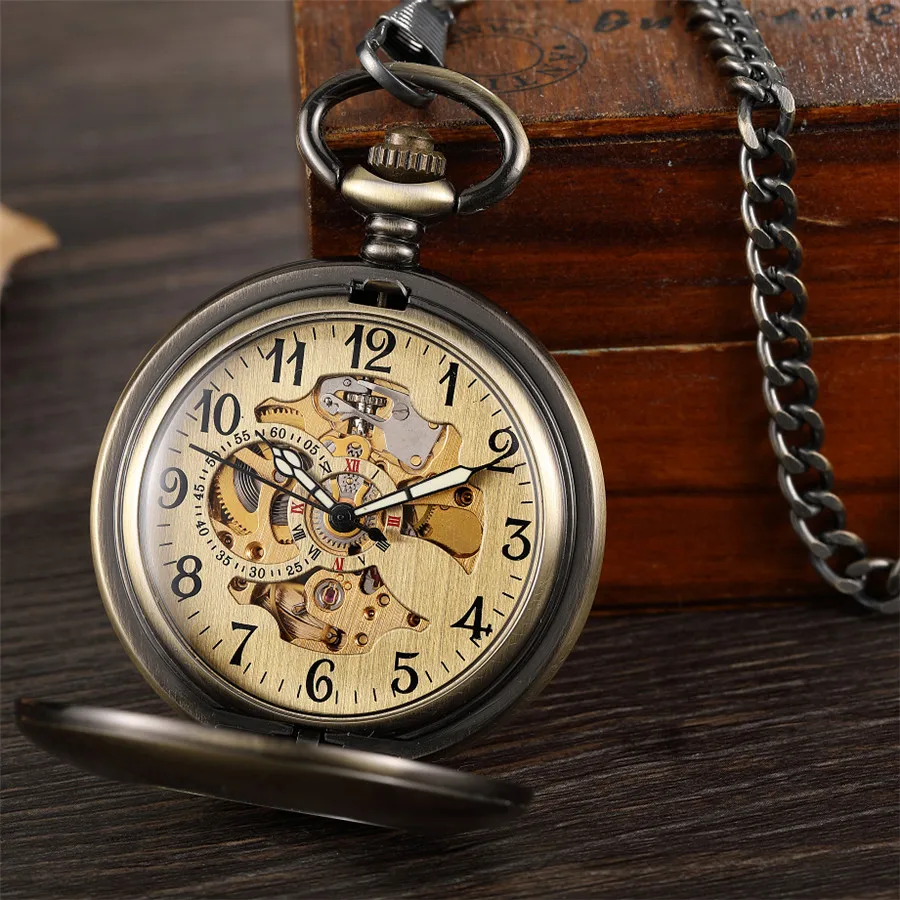 Dos Homens de Vento Mão Relógio Esqueleto Pendente Do Vintage