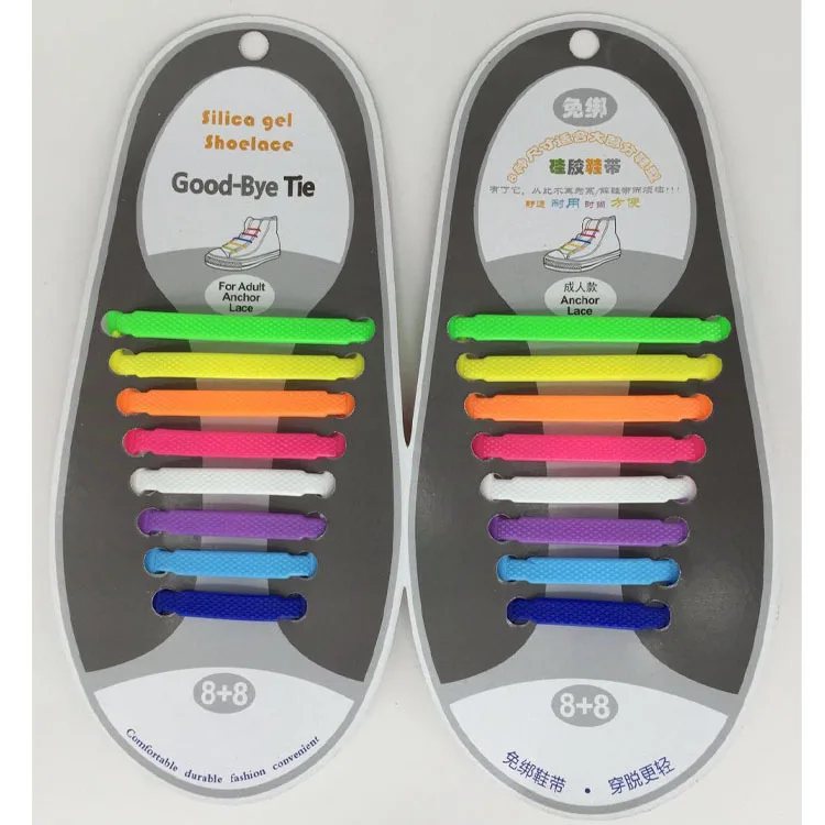 16pcs/lot Silicone Shoelaces Elastic Shoe Laces Special No Tie Shoelace for Men Women Lacing Rubber Zapatillas 13 Colors