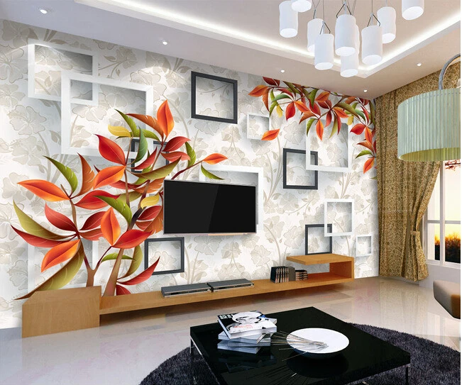 

Custom 3D floral wallpaper. Beautiful warm elegant red mural for the living room bedroom TV background wall waterproof wallpaper