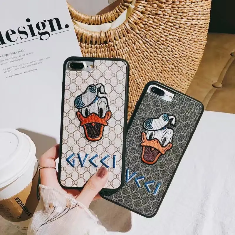 

Filecase Case For iPhone 7 8 X 6 6s Plus 7 Plus 8 Plus Embroidered Case Donald Daisy Duck Cover For iPhone X 8 7 6 Fundas Case