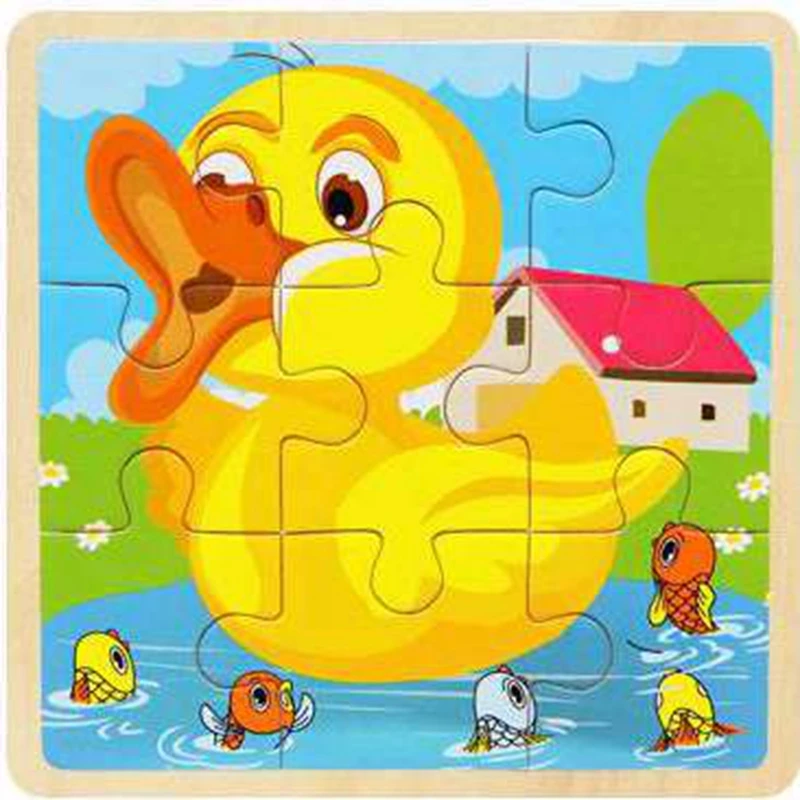 Wood Puzzle Cartoon Jigsaw MP264 Animal Series Duck Fish Educational
