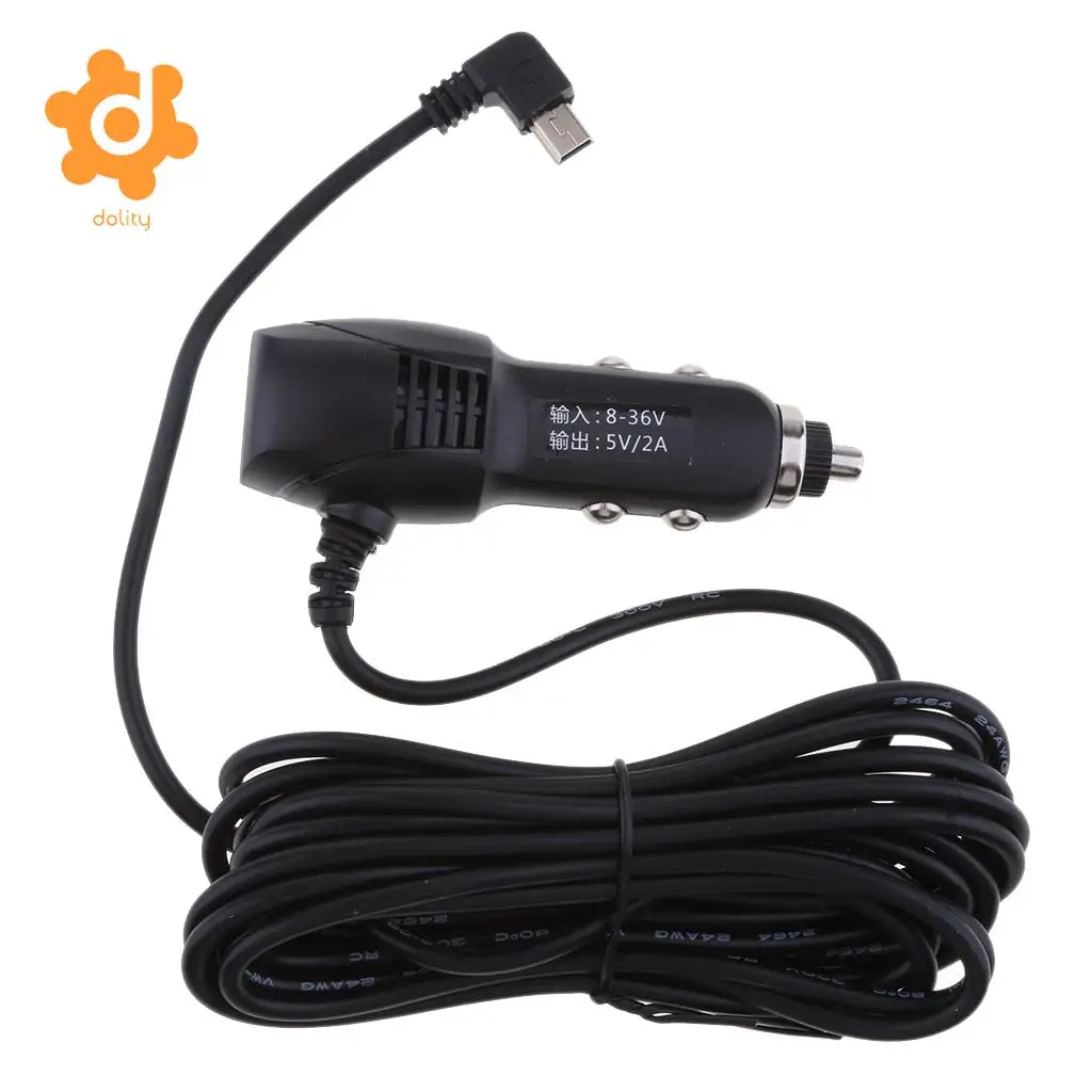 dolity DC8/36V to 5V2A Car Lighter Charger Quick Charge Mini USB Left Cable GPS DVR