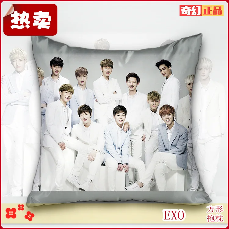 Free Shipping Korean Idol Group Pillowcase EXO Pillow Cover 40cmx40cm