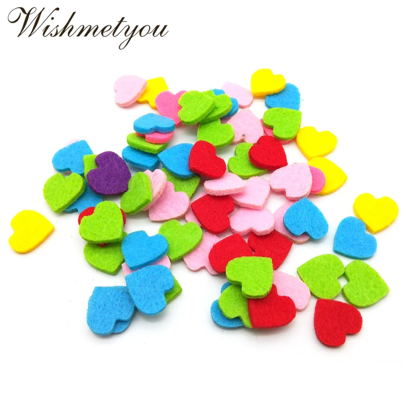 

WISHMETYOU 50pcs Randomly Color Heart Felt For Handmade Clothes Free Cutting Felts Decor Scrapbooking Crafts Diy Kids Home Felt
