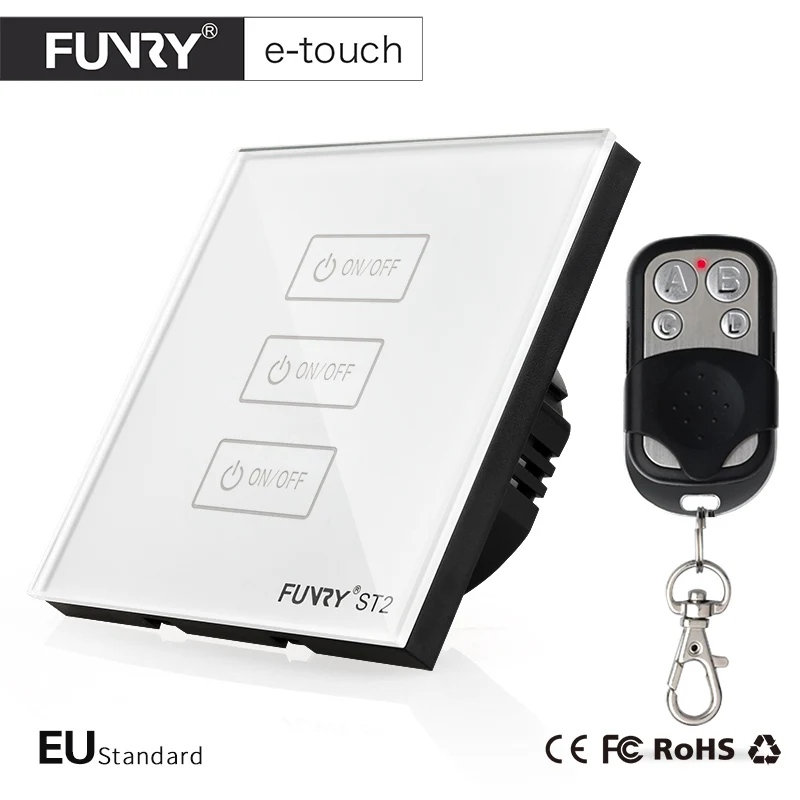 

FUNRY ST (2nd Generation) Wall Light Switch, EU 3 Gang 1 way Touch Switch, Support Wireless Remote RF433MHz Control Function