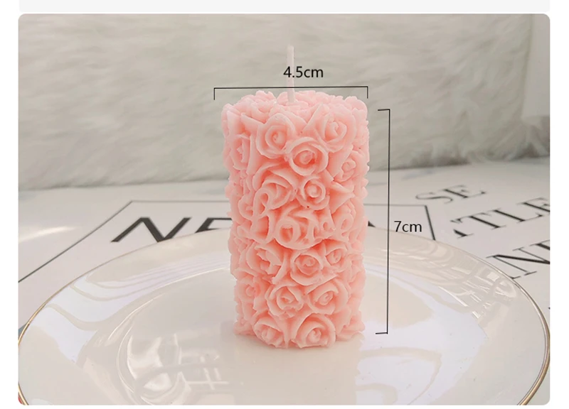 3D Свеча «цветок розы» силиконовая форма DIY гипсовая форма цилиндрическая форма силиконовая форма для мыла