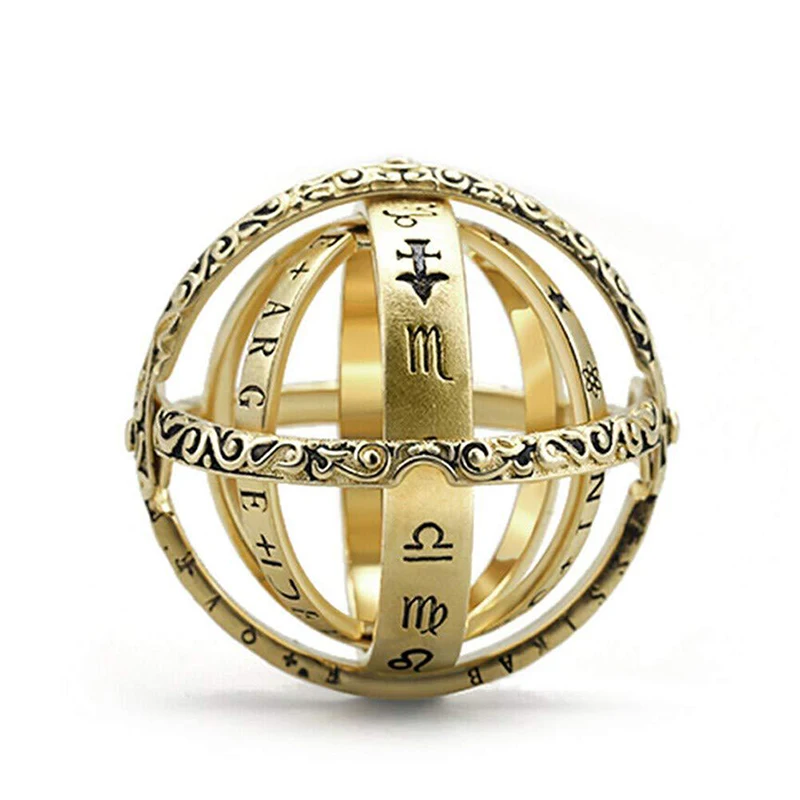 

Astronomical Sphere Ball Ring Cosmic Finger Ring Couple Lover Jewelry Creative Complex Rotating Clamshell Astronomical Ring