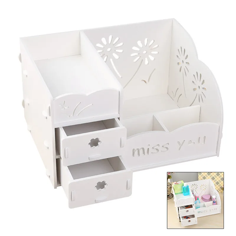 

White Wood Storage Box Jewelry Organizer Holder Drawer Cabinets for Small Objects Practical Detachable DIY Desktop Storage Box