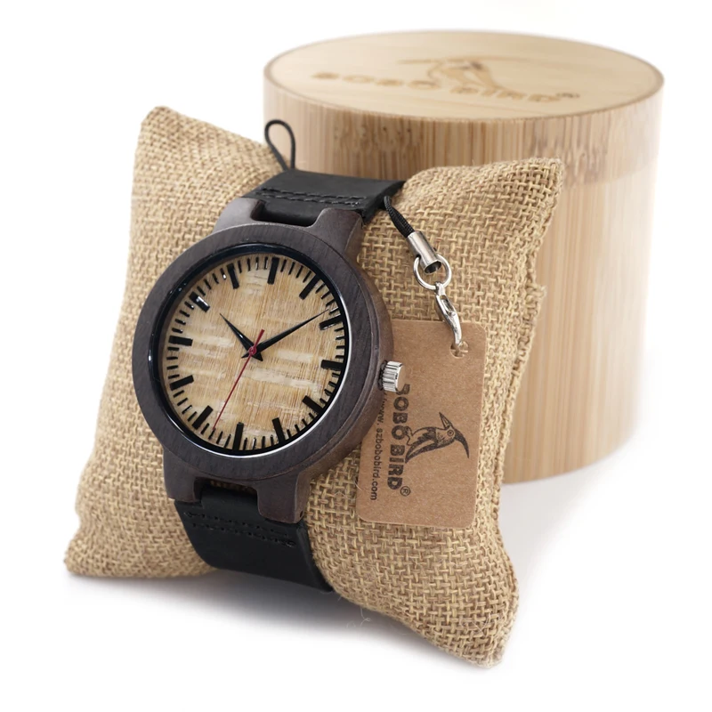BOBO BIRD C23 Natural Bamboo Ebony Wood Watch Men Quartz Analog Wristwatch For Men Top Brand Luxury Watches In Gift Box BOBO BIRD C23 Natural Bamboo Ebony Wood Watch Men Quartz Analog Wristwatch For Men Top Brand Luxury Watches In Gift Box