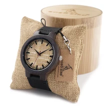 BOBO de AVES 2016 de Bambú Natural de Madera de Ébano de Cuarzo Analógico Reloj de Pulsera Para Hombres de Primeras Marcas de Relojes De Lujo En Caja de Regalo