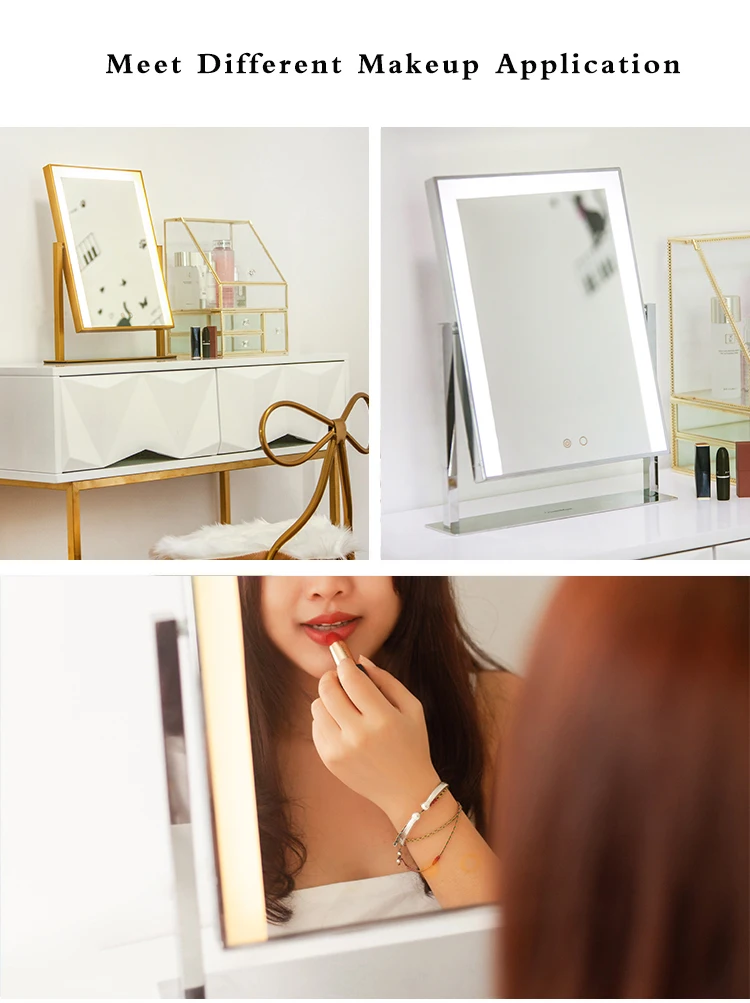 Espelho de Maquiagem com Luzes Hollywood Estilo Strip Espelho Cosmético Iluminado Vaidade Tabletop Touch Screen Espelhos Branco Led 11 Beleza e saúde